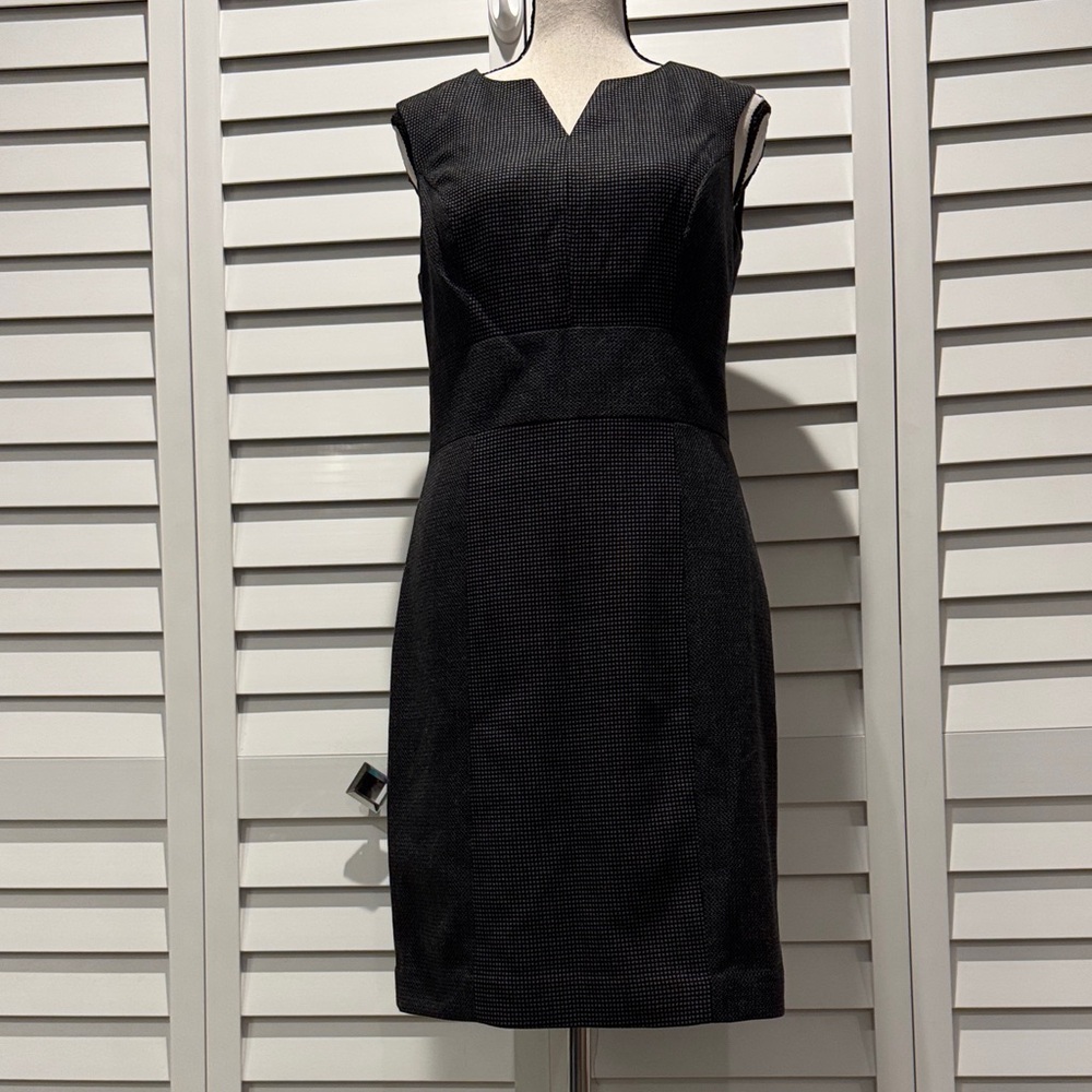 The Limited Black/ Gray Textured lined Midi Dress